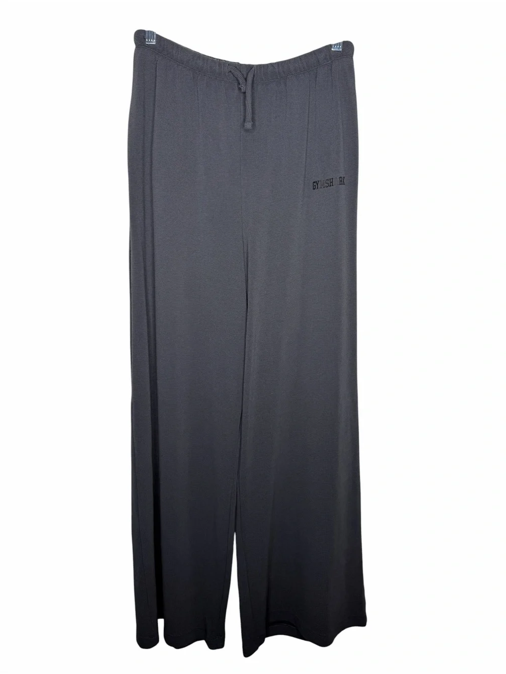 GYMSHARK / gray wide leg baggy waffle knit drawstring sweatpants / M